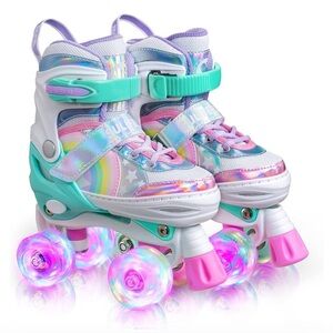 Sulifeel  rainbow Kids Roller Skates size can be adjusted. 3Big Kid or 13